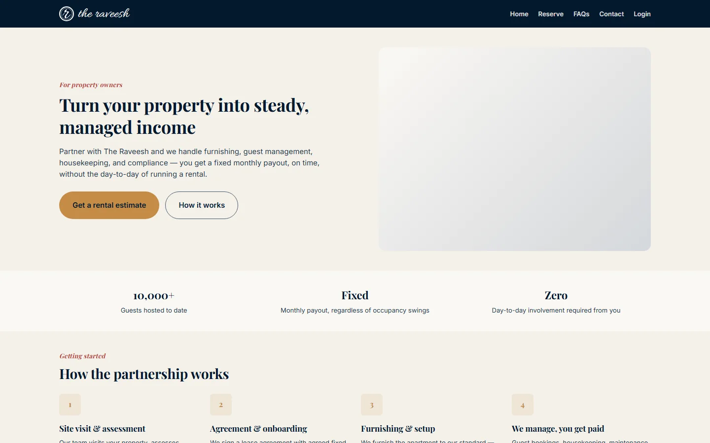 The Partner with us page for property owners